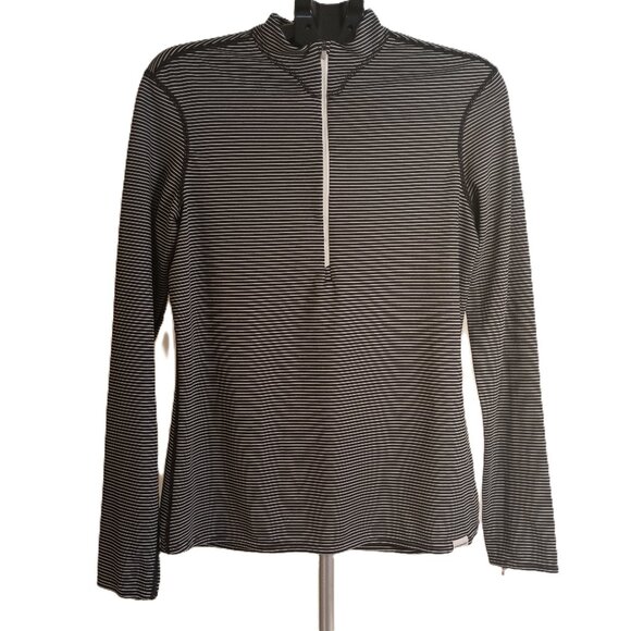 Patagonia Women’s Capilene 2 Top 1/2 Zip Black White Stripe Pullover Size XL - Picture 1 of 15